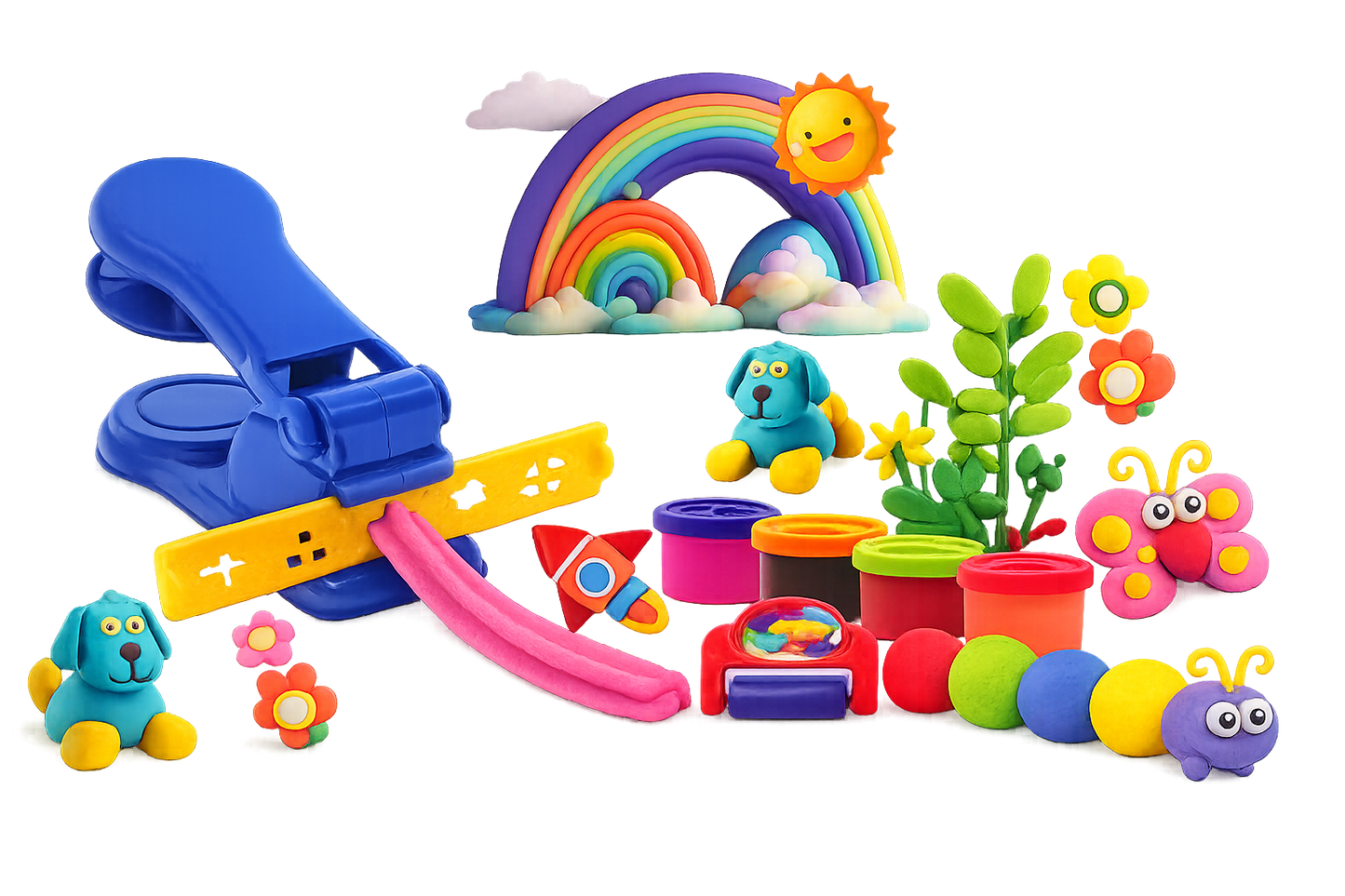 KLOOVY Crazy Dough with Machine Dough Clay Cutting and Moulding Playset for Kids 3+ Years