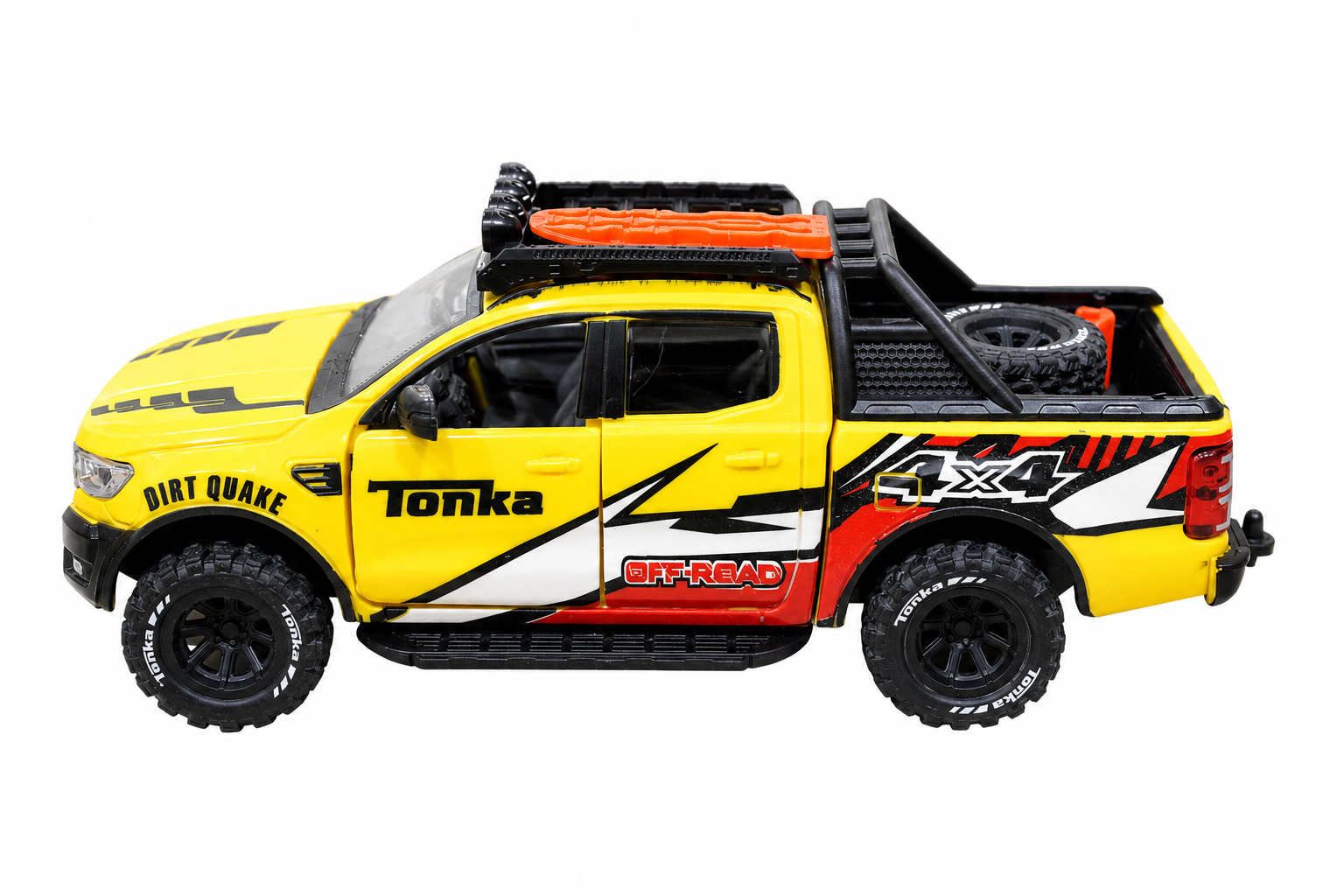 KLOOVY Tonka Dirt Drifter Pull Back Car Toy with Openable Tailgate and Doors for Kids