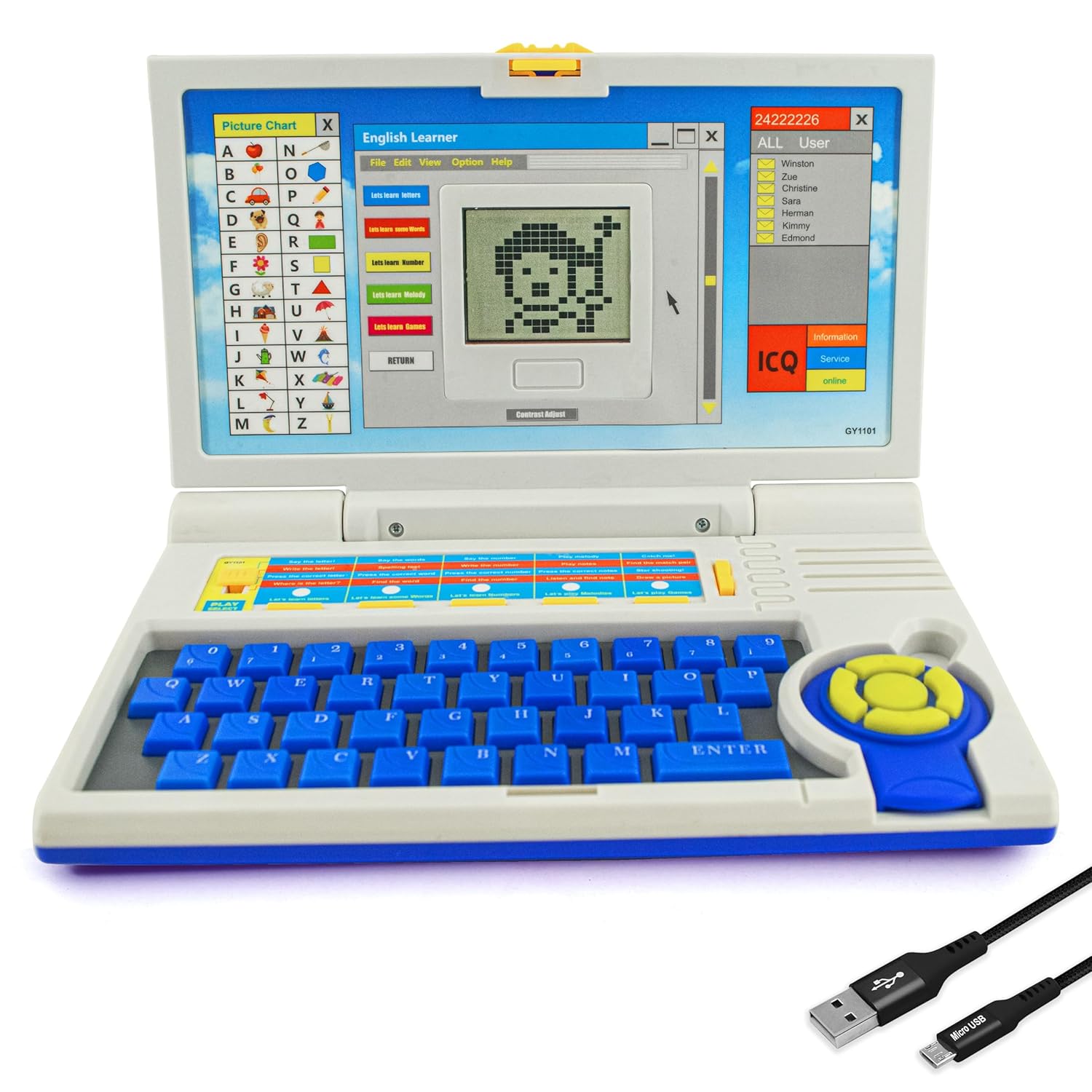 KLOOVY Educational Computer ABC and 123 Learning Kids Laptop with LED Display and Music