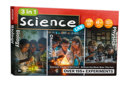 KLOOVY 3-in-1 Science Lab Kit for Kids | Biology, Chemistry & Physics Experiment Set