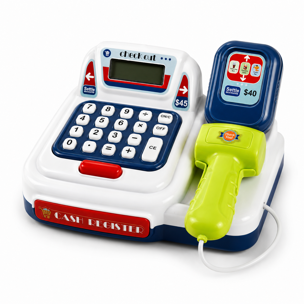 KLOOVY Kids Cash Register Toy with Calculator, Scanner & Card Swipe Pretend Play Set