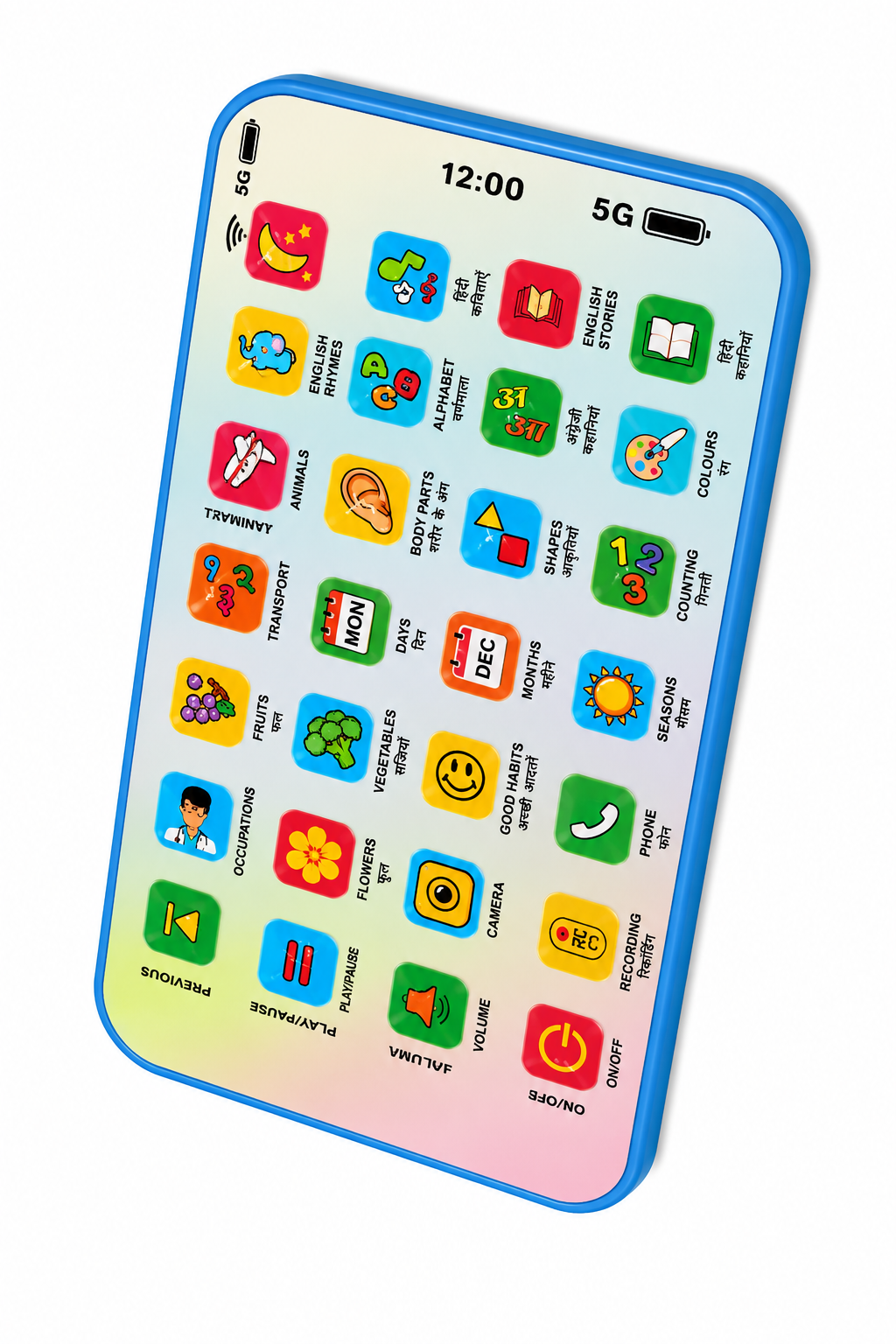 KLOOVY Kids Educational Toys Edu Mobile Phone with Unicorn Design