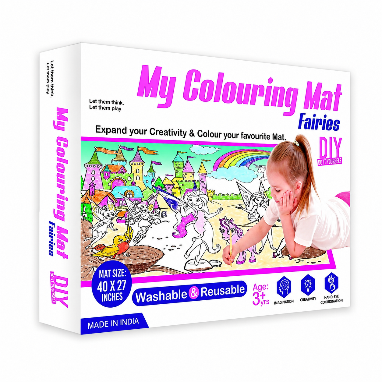KLOOVY My Coloring MAT for Kids Reusable and Washable. MAT Size (Unicorn Theme)