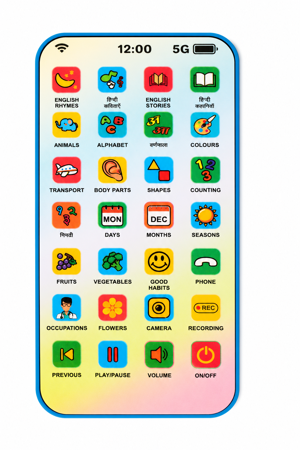 KLOOVY Kids Educational Toys Edu Mobile Phone with Dinosaur Desgin