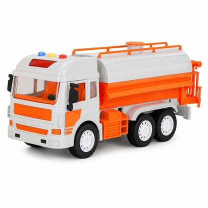 KLOOVY Water Tanker Toy Truck, Friction Powered Light & Sound, City Service, Age 3+