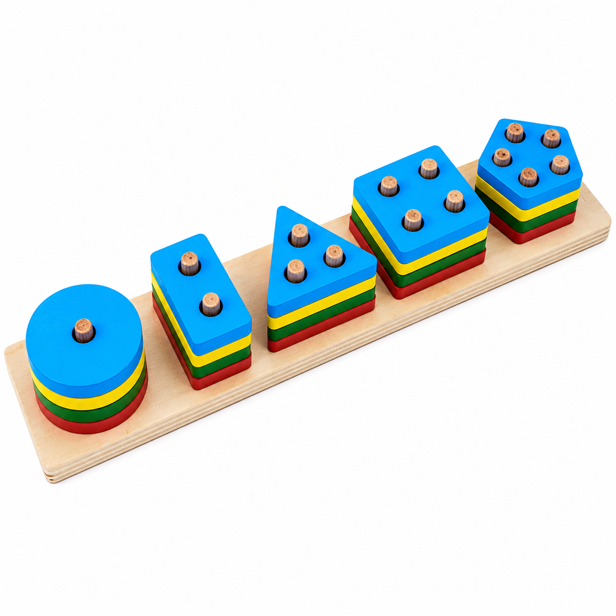 KLOOVY Wooden Geometric Shape Sorter Montessori Learning Puzzles for Kids 2+