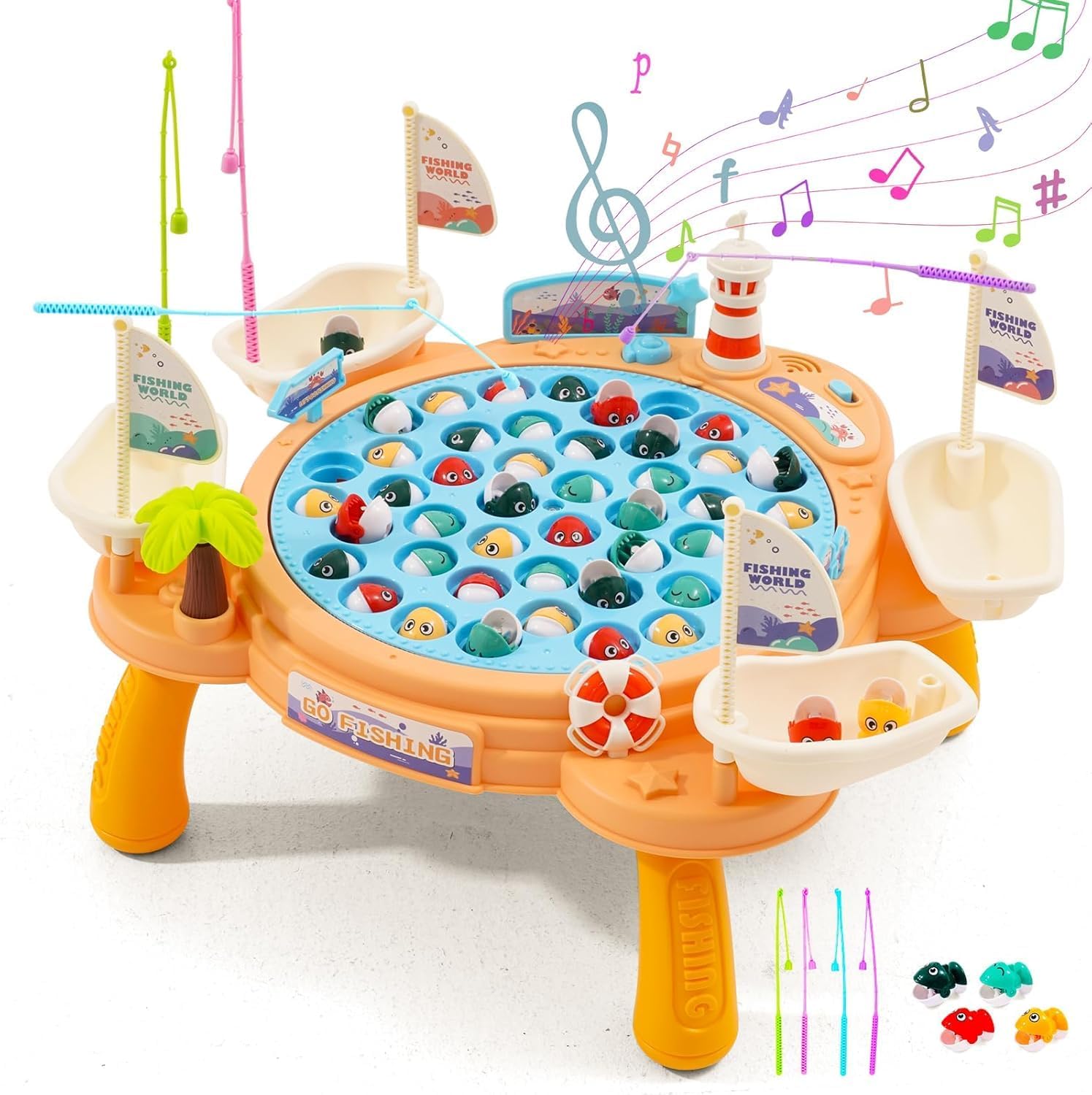 KLOOVY Electric Rotating Magnetic Fishing Game with Music & Lights for Kids 3+