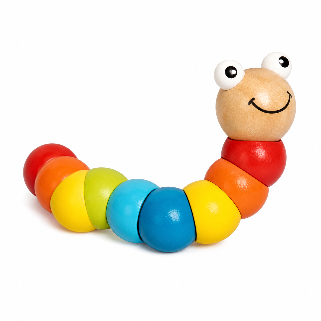 KLOOVY Wooden Caterpillar Toy for Kids | Flexible Colorful Worm Toy
