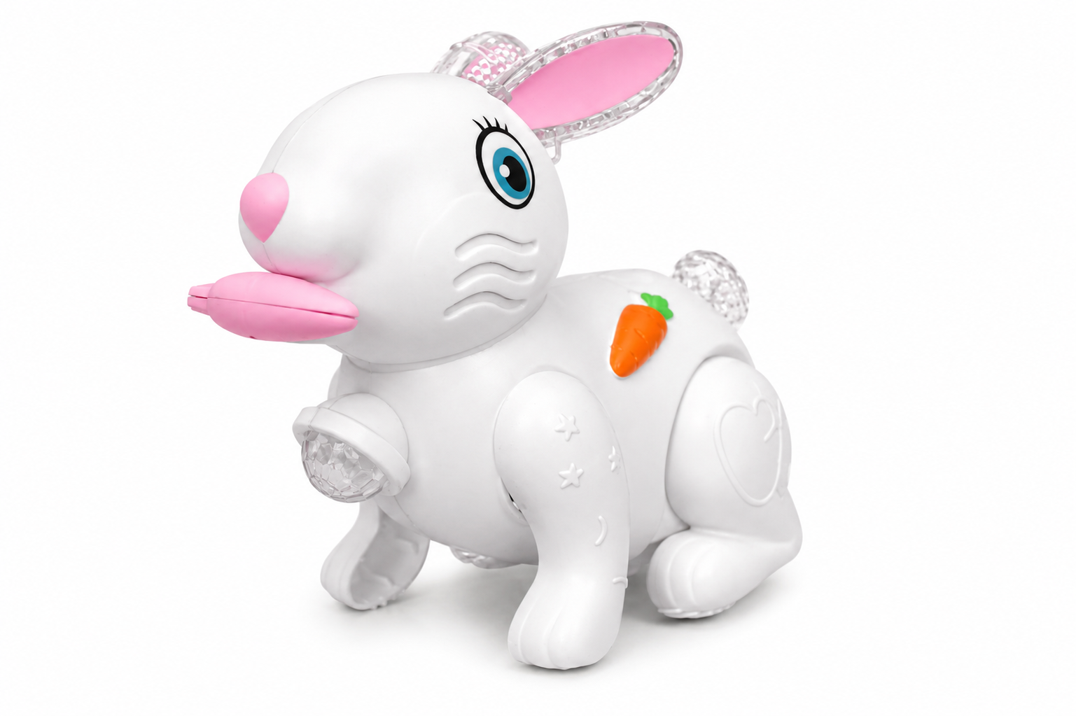 KLOOVY Carrot Rabbit Bud Jumping Walking Electronic Bunny with Lights & Sounds