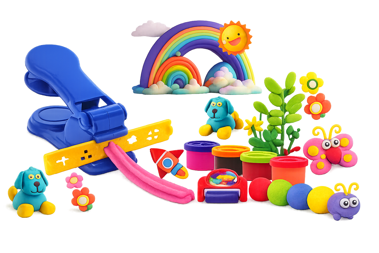 KLOOVY Crazy Dough with Machine Dough Clay Cutting and Moulding Playset for Kids 3+ Years
