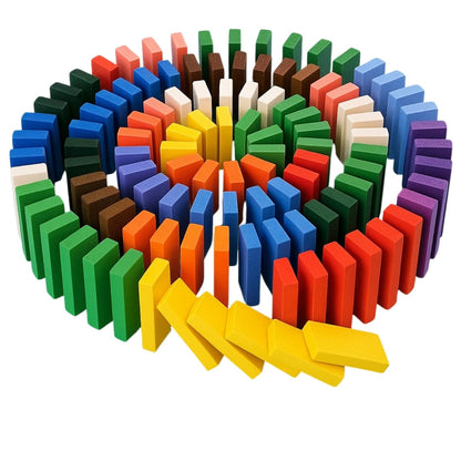 KLOOVY 12 Color Wooden Domino Building Blocks Educational Toys For Kids 4+