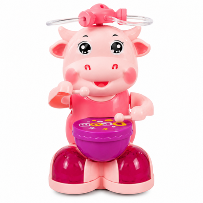 KLOOVY Musical Cow Drummer | Music, Lights & Rotating Spinner Toy for Kids