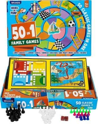 KLOOVY 50 in 1 Family Board Game Set for Kids & Adults | Ludo, Chess, Snakes & Ladders, Chinese Checkers & More | Indoor Educational Game | Complete Accessories | Age 5+