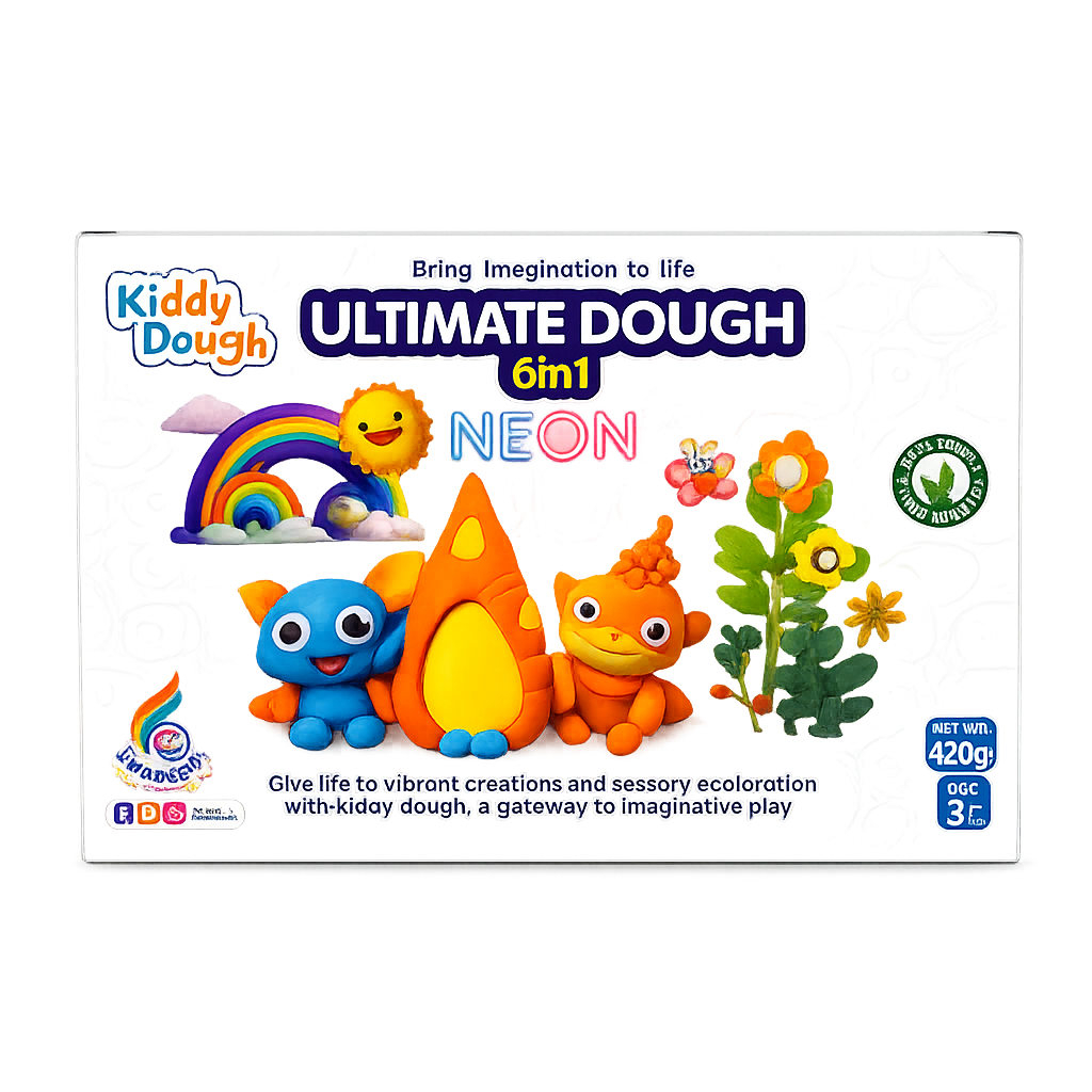 KLOOVY 6 in 1 Ultimate Dough Having 6 Tubs of Different Color Dough (60g Each) & 24 Moulds, Smooth, Non Sticky Clay & Dough Kit Activity Toys for Kids