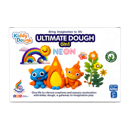 KLOOVY 6 in 1 Ultimate Dough Having 6 Tubs of Different Color Dough (60g Each) & 24 Moulds, Smooth, Non Sticky Clay & Dough Kit Activity Toys for Kids