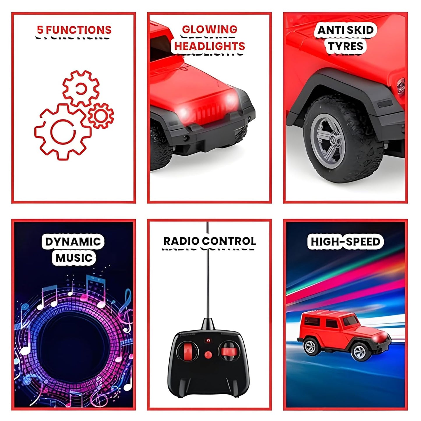 KLOOVY RC Thar Jeep with Mist Spray On/Off, USB Rechargeable, LED Lights & Music