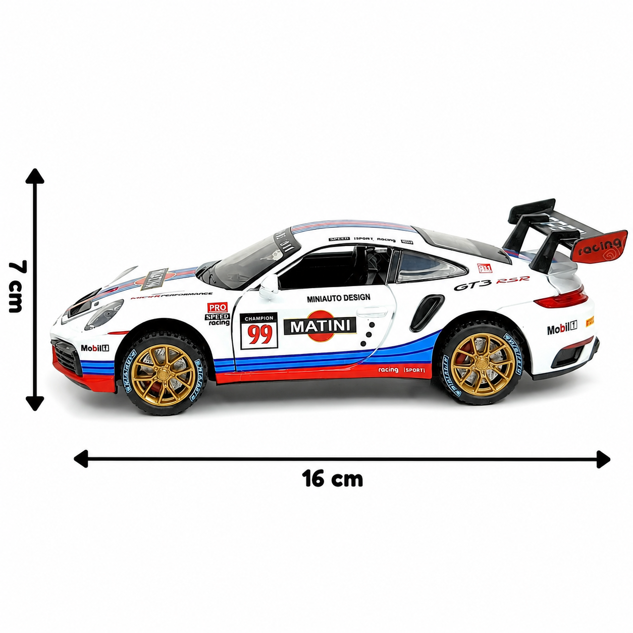 KLOOVY Porsche 911 GT3 RSR Turbo S Die-Cast Car 1:32 Scale Model | Light & Sound | Pull Back Function | Metal Body Toy Car for Kids & Collectors