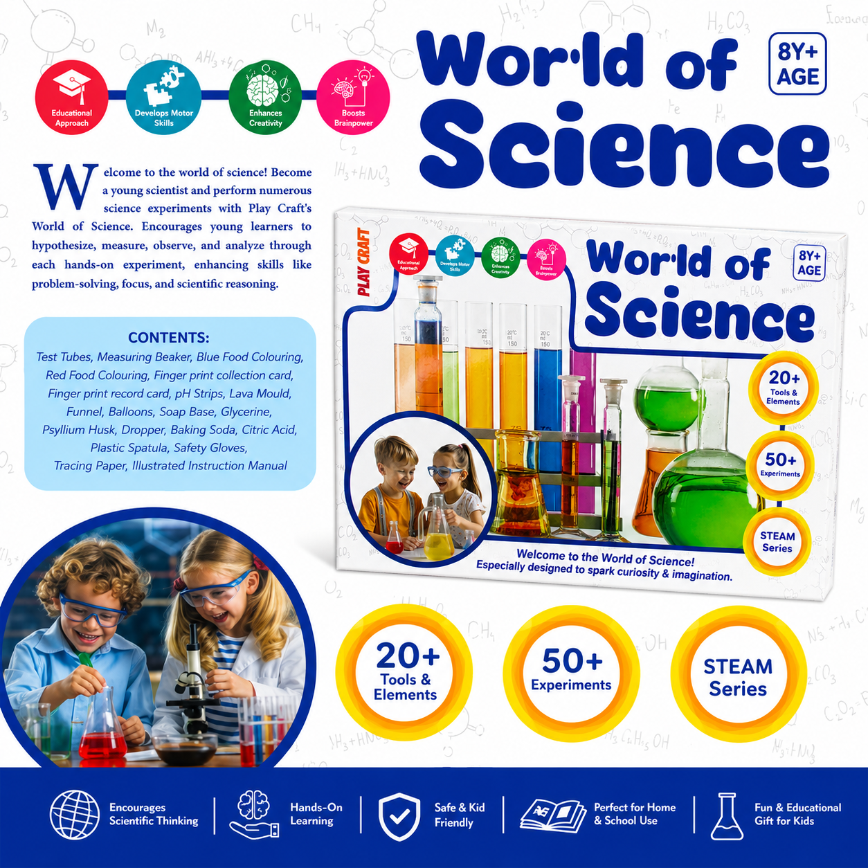 KLOOVY World of Science with 50+ Experiments for Age 8+ Years