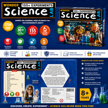 KLOOVY Wonder Science Lab Experiment Kit | 155+ Science Experiments | Age 8+ Years