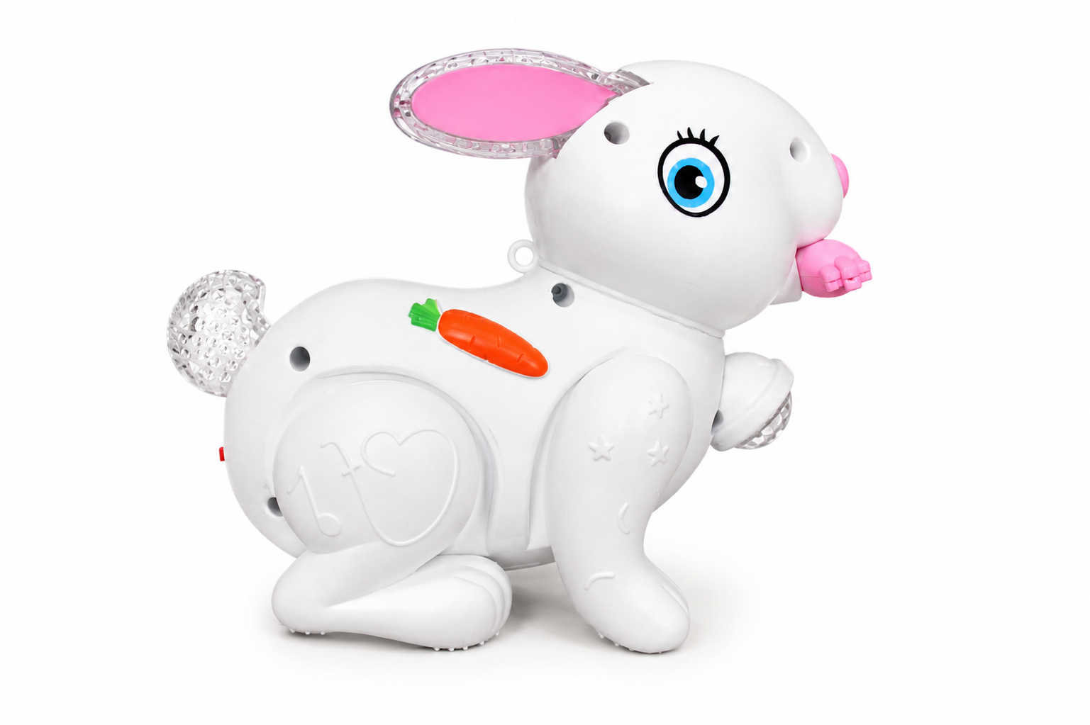 KLOOVY Carrot Rabbit Bud Jumping Walking Electronic Bunny with Lights & Sounds