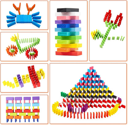 KLOOVY 12 Color Wooden Domino Building Blocks Educational Toys For Kids 4+