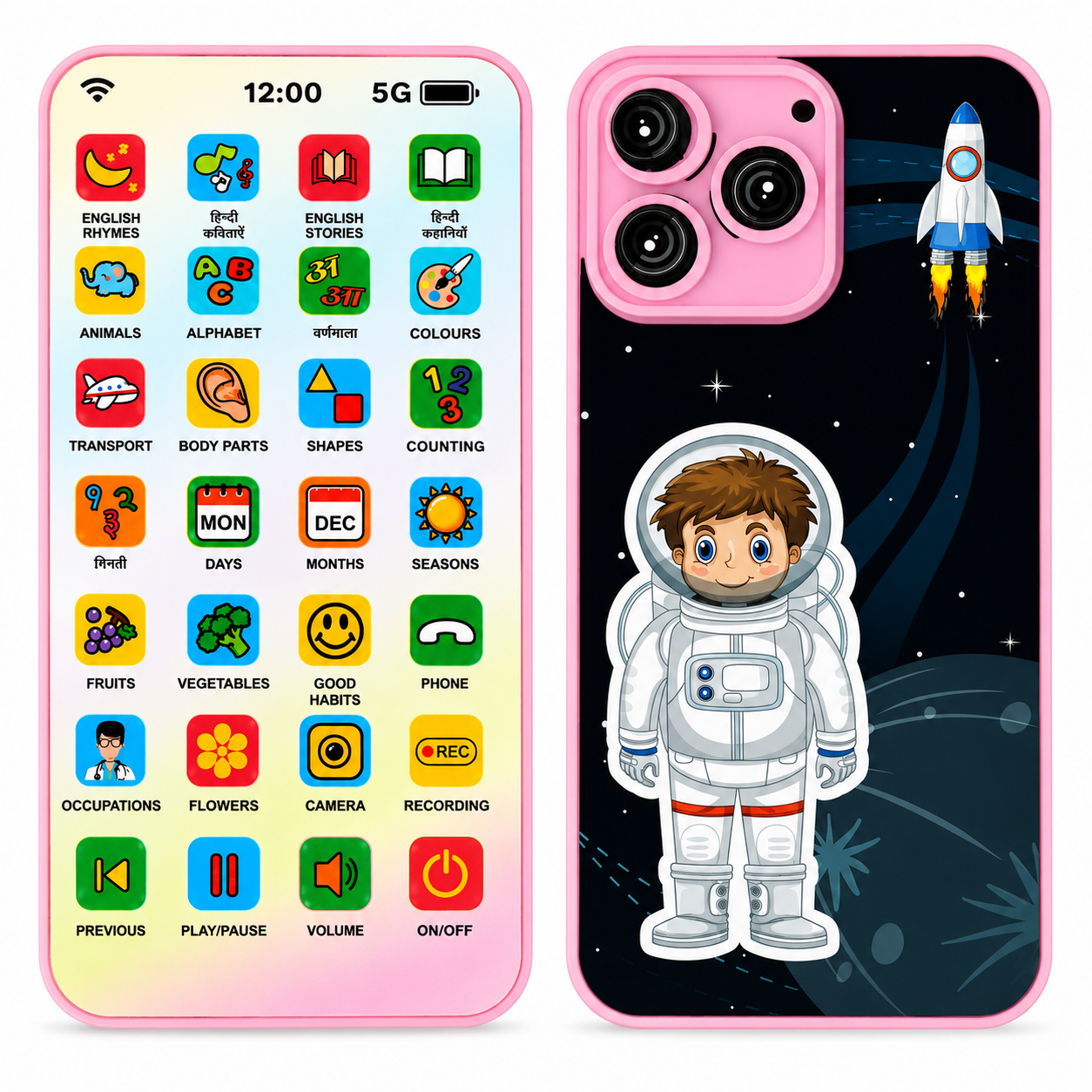 KLOOVY Kids Educational Toys Edu Mobile Phone with Astronaut Design