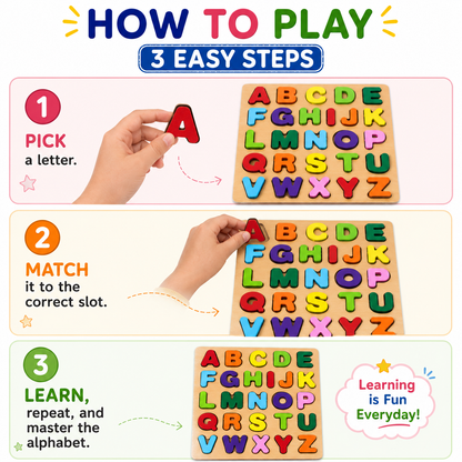 KLOOVY Wooden Alphabet Puzzles Board