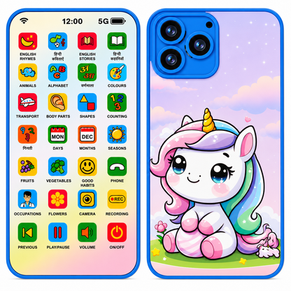 KLOOVY Kids Educational Toys Edu Mobile Phone with Unicorn Design