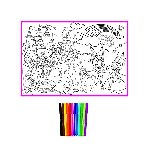 KLOOVY My Coloring MAT for Kids Reusable and Washable. MAT Size (Unicorn Theme)