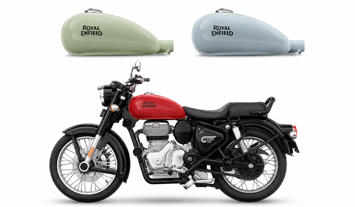 KLOOVY Royal Enfield Classic 350 Scale Model With 3 Colored Fuel Tank Pull Back Toy