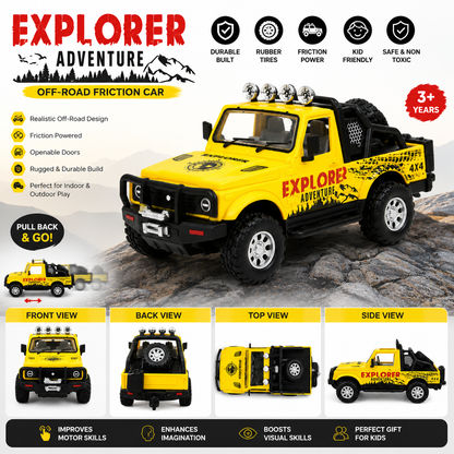 KLOOVY New Explorer Adventure Car For Kids, Pull Back Toys Action, Durable Quality