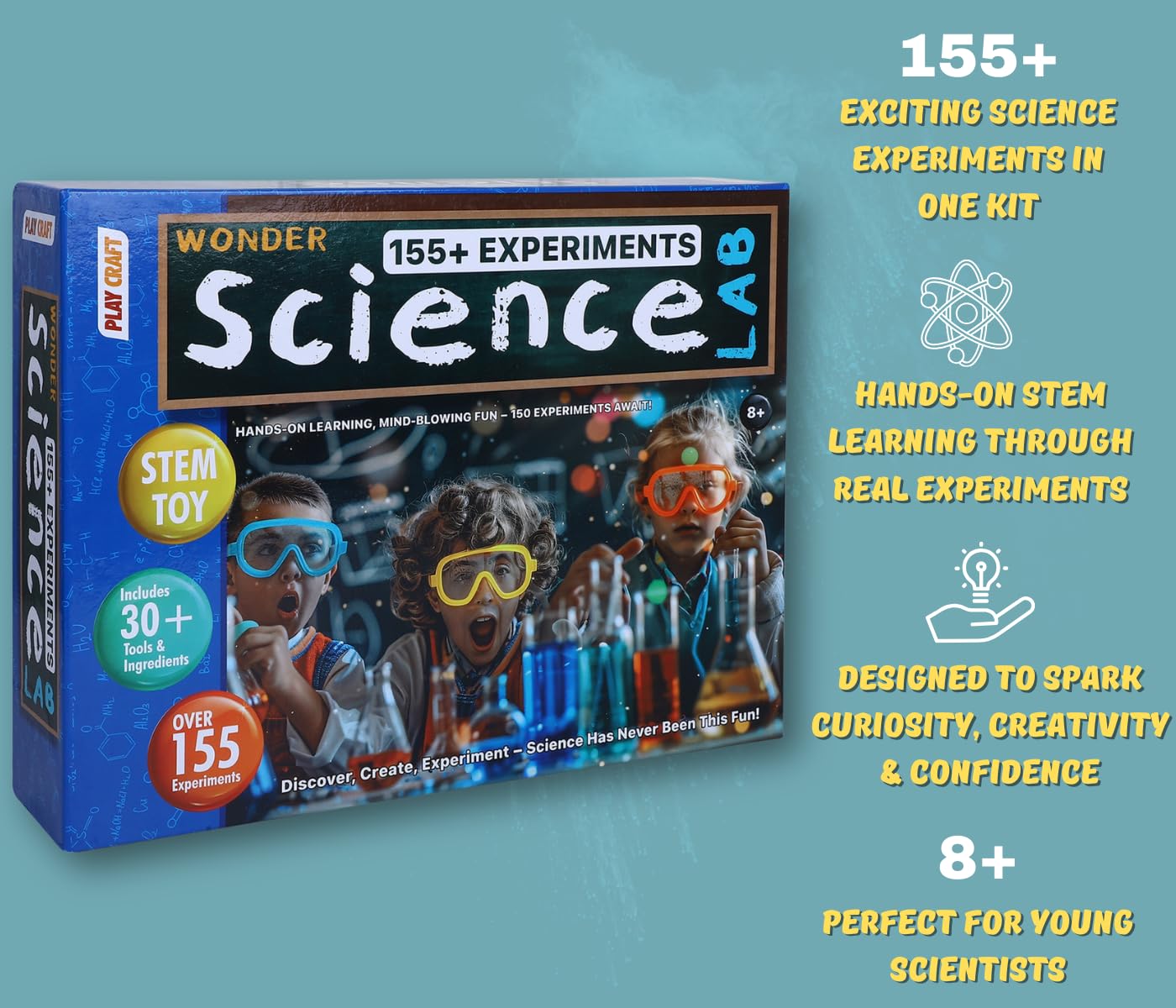 KLOOVY Wonder Science Lab Experiment Kit | 155+ Science Experiments | Age 8+ Years