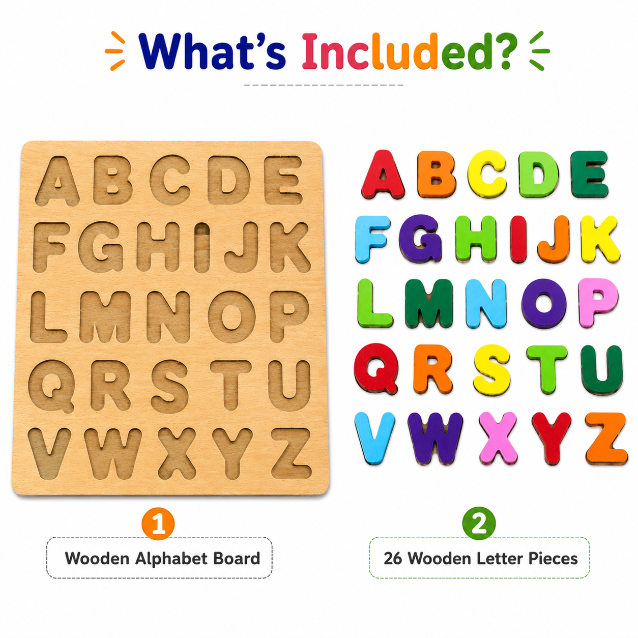 KLOOVY Wooden Alphabet Puzzles Board