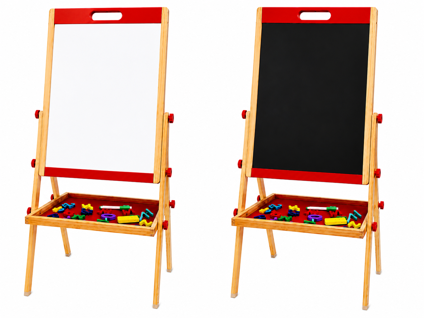 KLOOVY 3 in 1 Wooden Kids Easel Board Whiteboard Chalkboard Educational Toys 3+