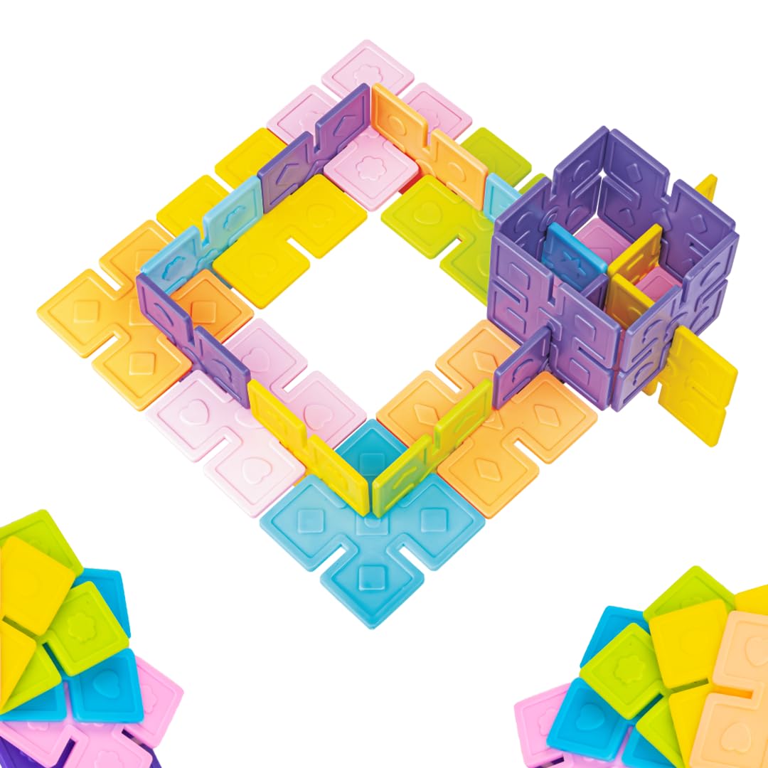 KLOOVY Toddlers Architect Building Set to Construct Different Models & Designs with 60 Colourful Tiles for Kids 3+ Years