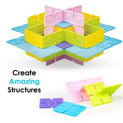 KLOOVY Toddlers Architect Building Set to Construct Different Models & Designs with 60 Colourful Tiles for Kids 3+ Years