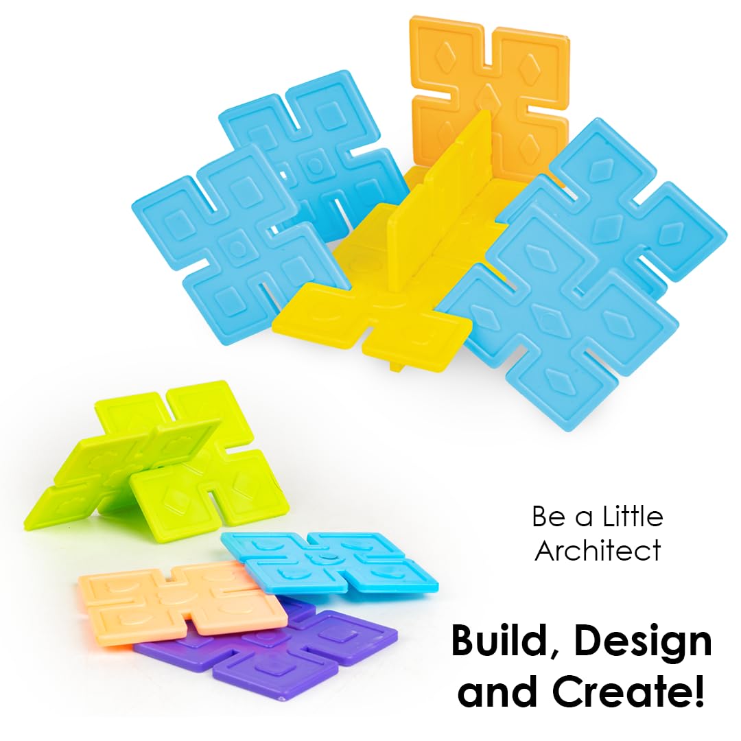KLOOVY Toddlers Architect Building Set to Construct Different Models & Designs with 60 Colourful Tiles for Kids 3+ Years