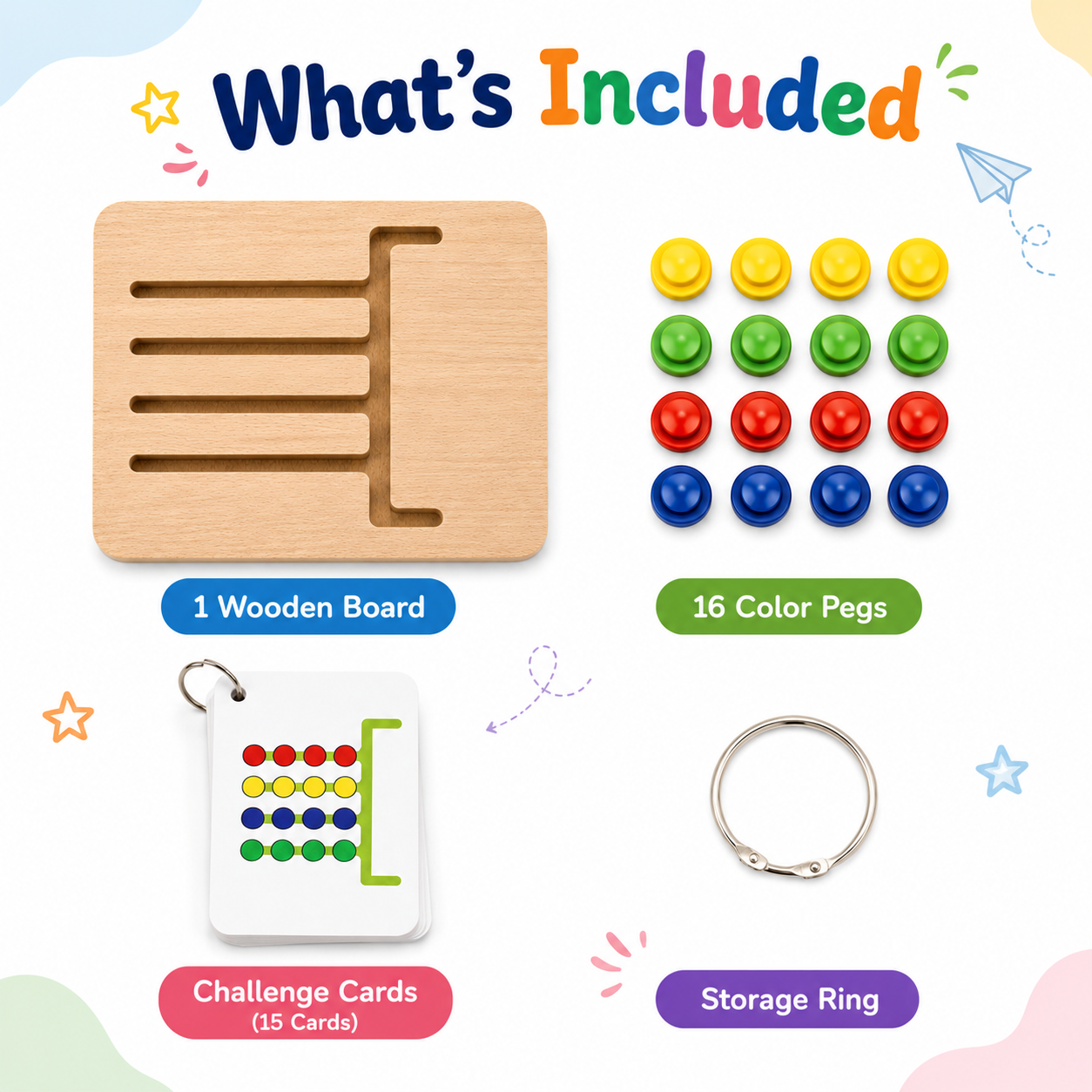 KLOOVY Wooden Montessori Slide Puzzles Color Matching Brain Development Toy Kids