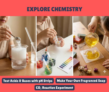 KLOOVY 3-in-1 Science Lab Kit for Kids | Biology, Chemistry & Physics Experiment Set