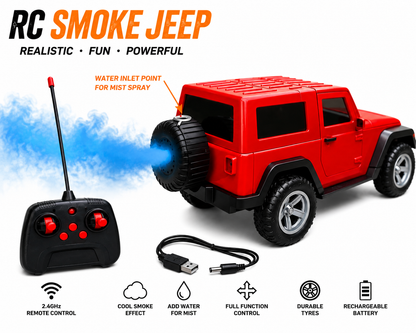 KLOOVY RC Thar Jeep with Mist Spray On/Off, USB Rechargeable, LED Lights & Music