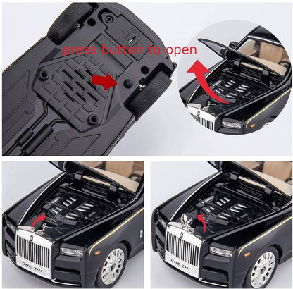 KLOOVY Royals hub Rolls Royce Phantom Model Car 1:32 Scale Exclusive Alloy Metal Pull Back Die-cast Car Toy with Openable Doors & Light Music Boys Toys for Kids (Phantom 1:32)