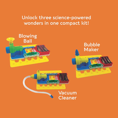 KLOOVY Science Circuit 3-in-1 STEAM Learning DIY Science Experiment Kit to Make Vacuum Cleaner, Bubble Maker & Blowing Ball Circuit Board Educational Toy for Boys & Girls Ages 8+ Years