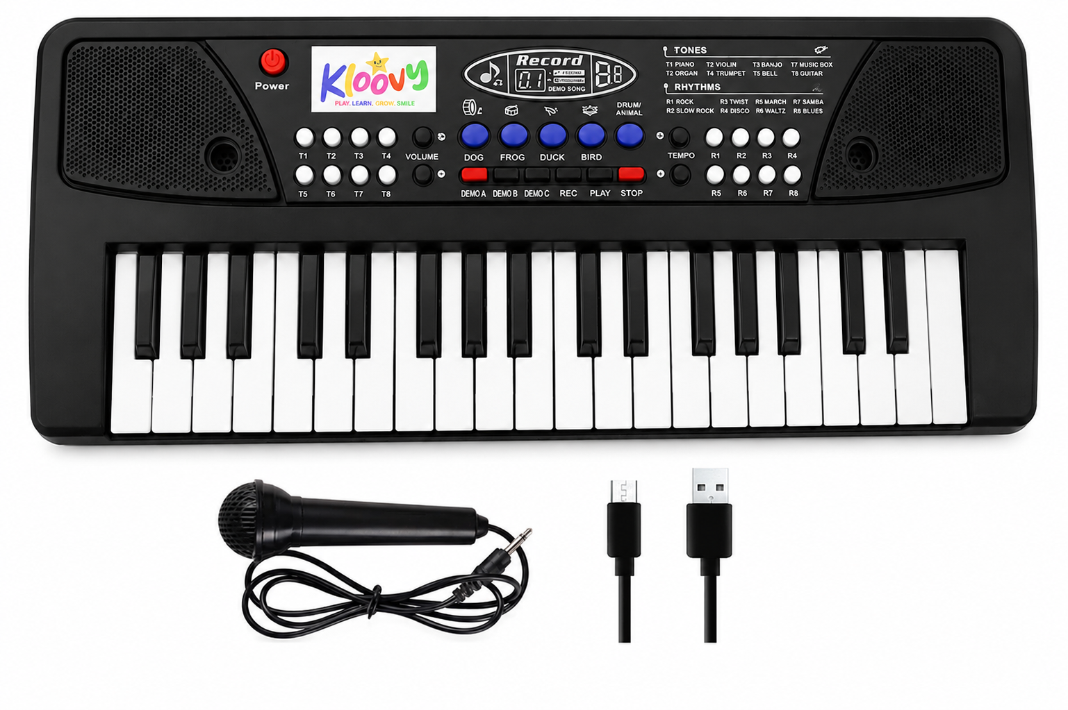 KLOOVY 37 Keys Keyboard Piano Toy with Recording, Rhythms & Animal Sounds
