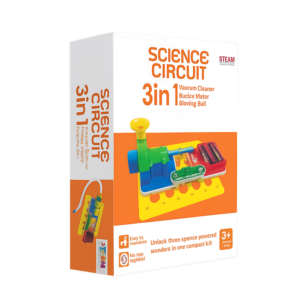 KLOOVY Science Circuit 3-in-1 STEAM Learning DIY Science Experiment Kit to Make Vacuum Cleaner, Bubble Maker & Blowing Ball Circuit Board Educational Toy for Boys & Girls Ages 8+ Years