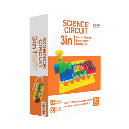 KLOOVY Science Circuit 3-in-1 STEAM Learning DIY Science Experiment Kit to Make Vacuum Cleaner, Bubble Maker & Blowing Ball Circuit Board Educational Toy for Boys & Girls Ages 8+ Years