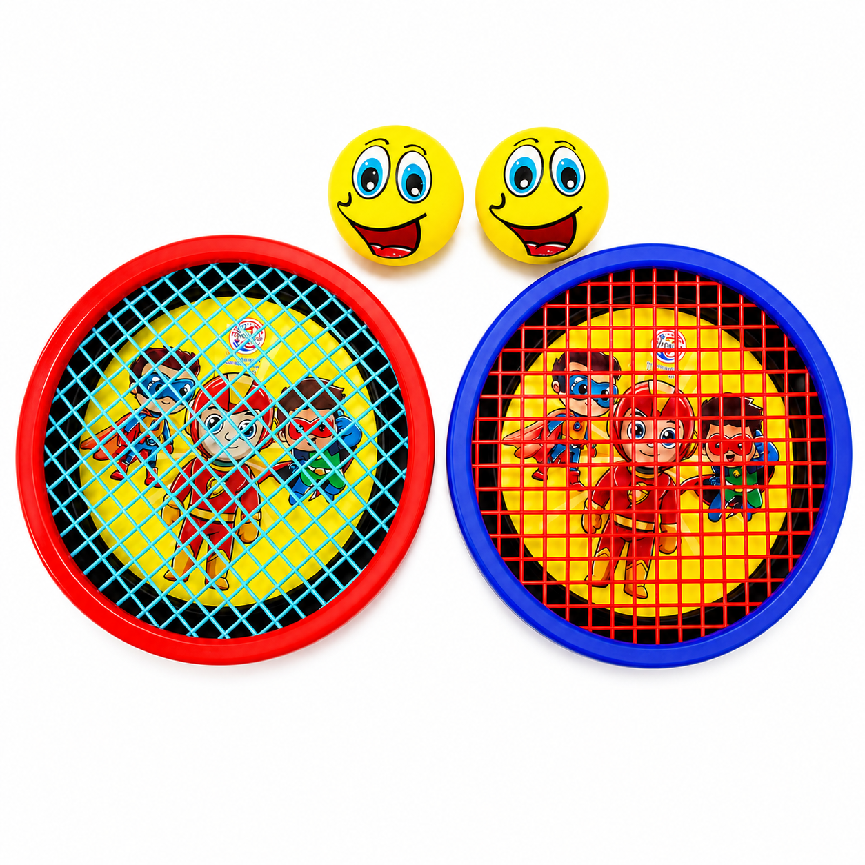 KLOOVY Magic Shot Hand Tennis Superhero Set | 2 Hand Tennis Paddles with 2 Soft Smiley Balls | Indoor & Outdoor Sports Toy | Adjustable Hand Strap | Kids Boys & Girls Age 6+